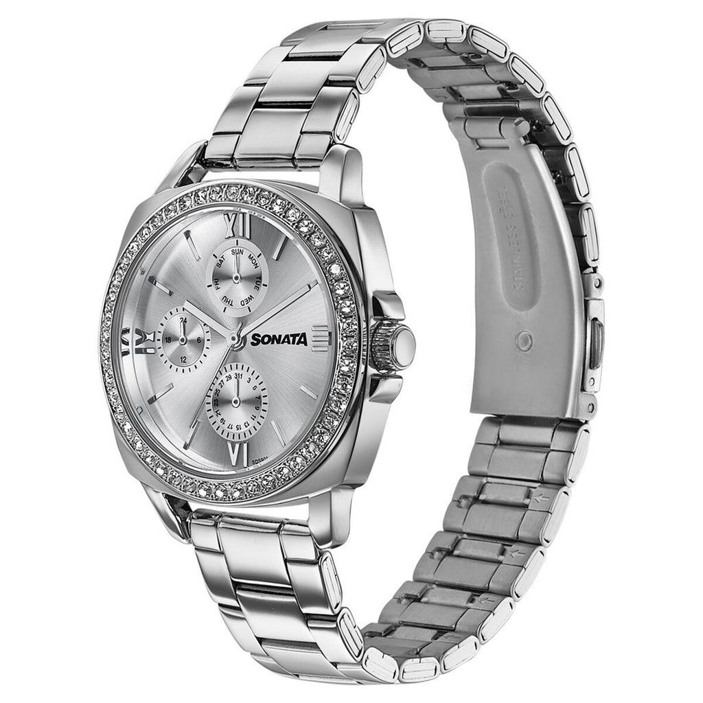 Sonata Festive Silver Dial Silver Metal Strap Women's Watch 87105SM01 - view 3