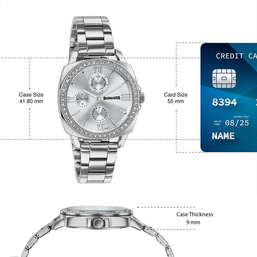 Sonata Festive Silver Dial Silver Metal Strap Women's Watch 87105SM01 - view 4