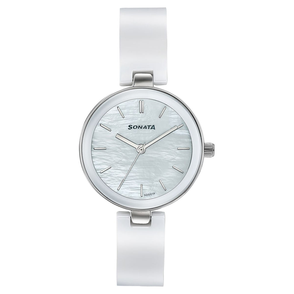 Sonata Festive White Dial Two-Tone Ceramic & Metal Strap Women's Watch 87109KD01W - view 1