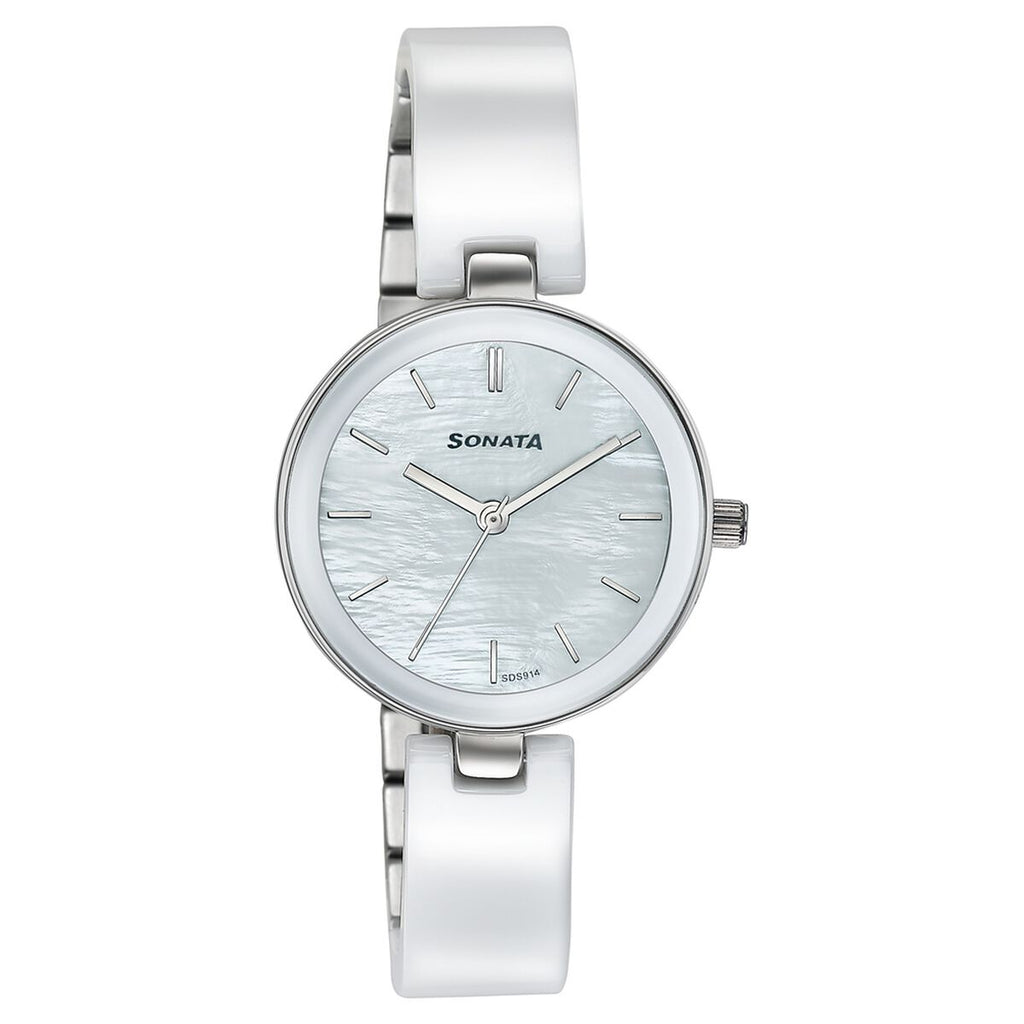 Sonata Festive White Dial Two-Tone Ceramic & Metal Strap Women's Watch 87109KD01W - view 2