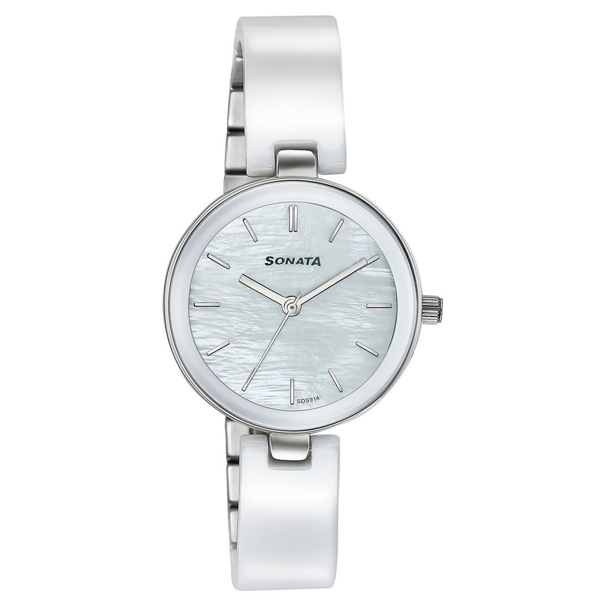 Sonata Festive White Dial Two-Tone Ceramic & Metal Strap Women's Watch 87109KD01W - view 2