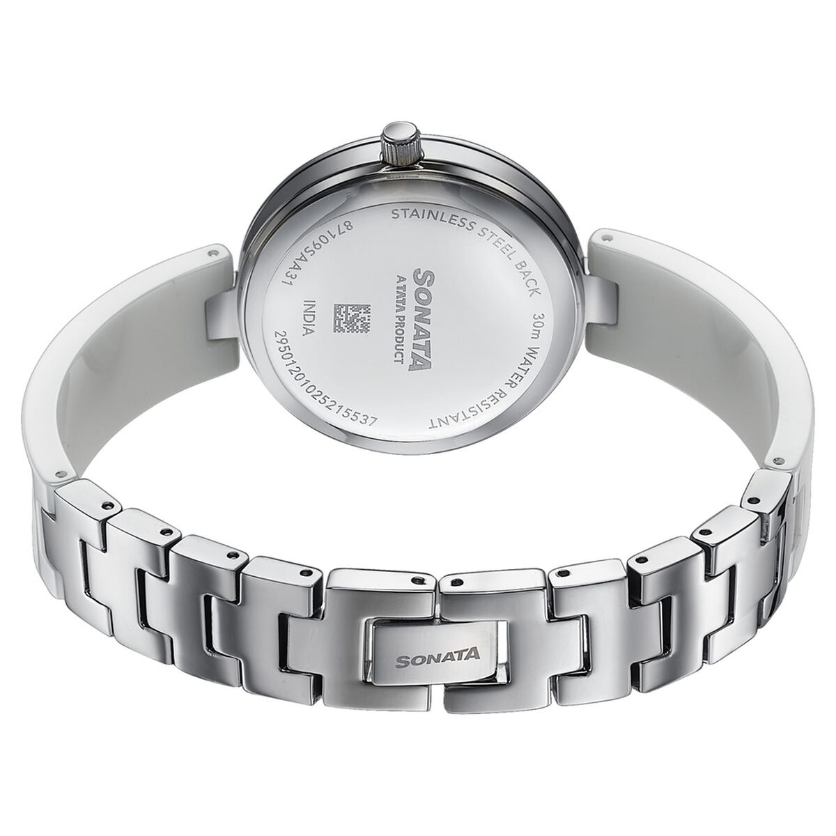 Sonata Festive White Dial Two-Tone Ceramic & Metal Strap Women's Watch 87109KD01W - view 6
