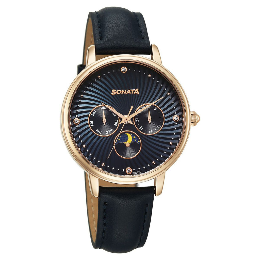 Sonata Festive Blue Dial Blue Leather Strap Women's Watch 87111WL01 - view 1