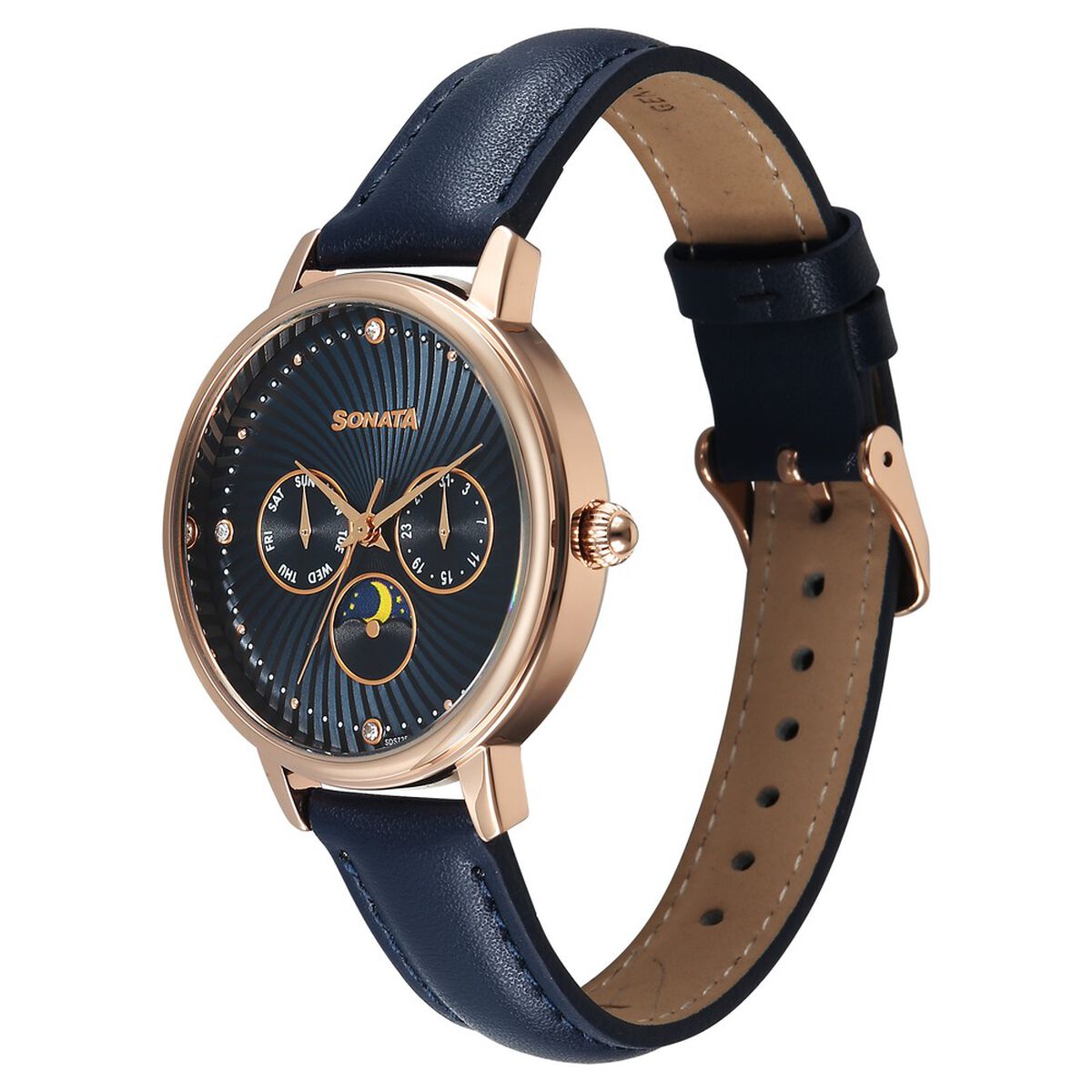 Sonata Festive Blue Dial Blue Leather Strap Women's Watch 87111WL01 - view 2
