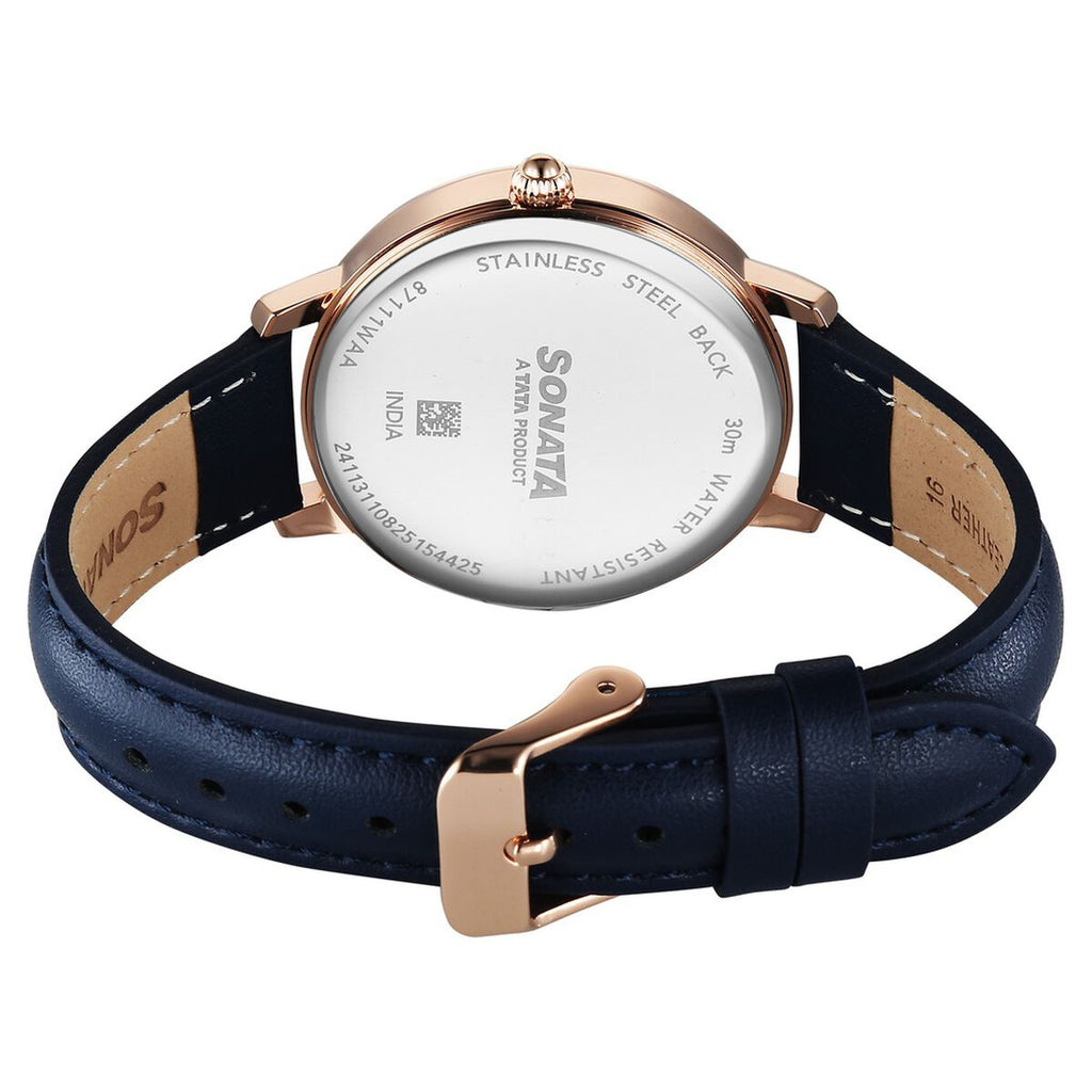Sonata Festive Blue Dial Blue Leather Strap Women's Watch 87111WL01 - view 5