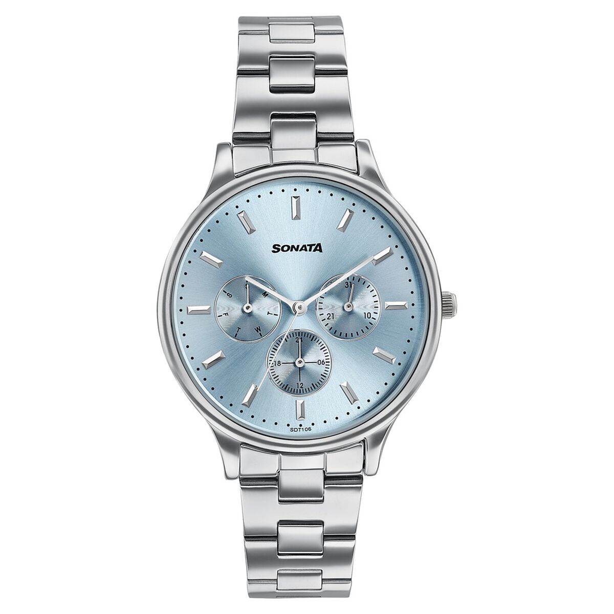 Sonata Axis Blue Dial Silver Metal Strap Women's Watch 87119SM01 - view 1