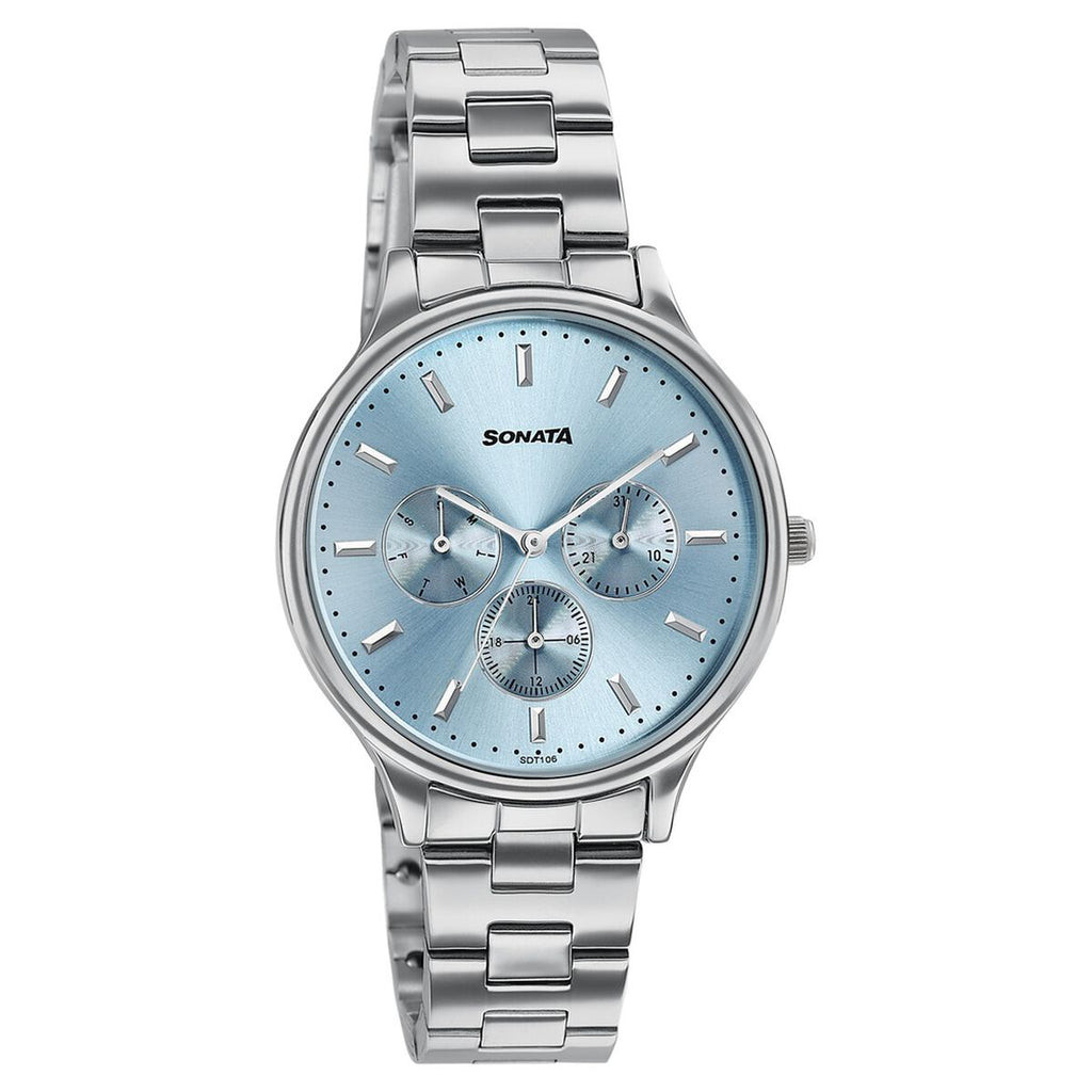 Sonata Axis Blue Dial Silver Metal Strap Women's Watch 87119SM01 - view 2