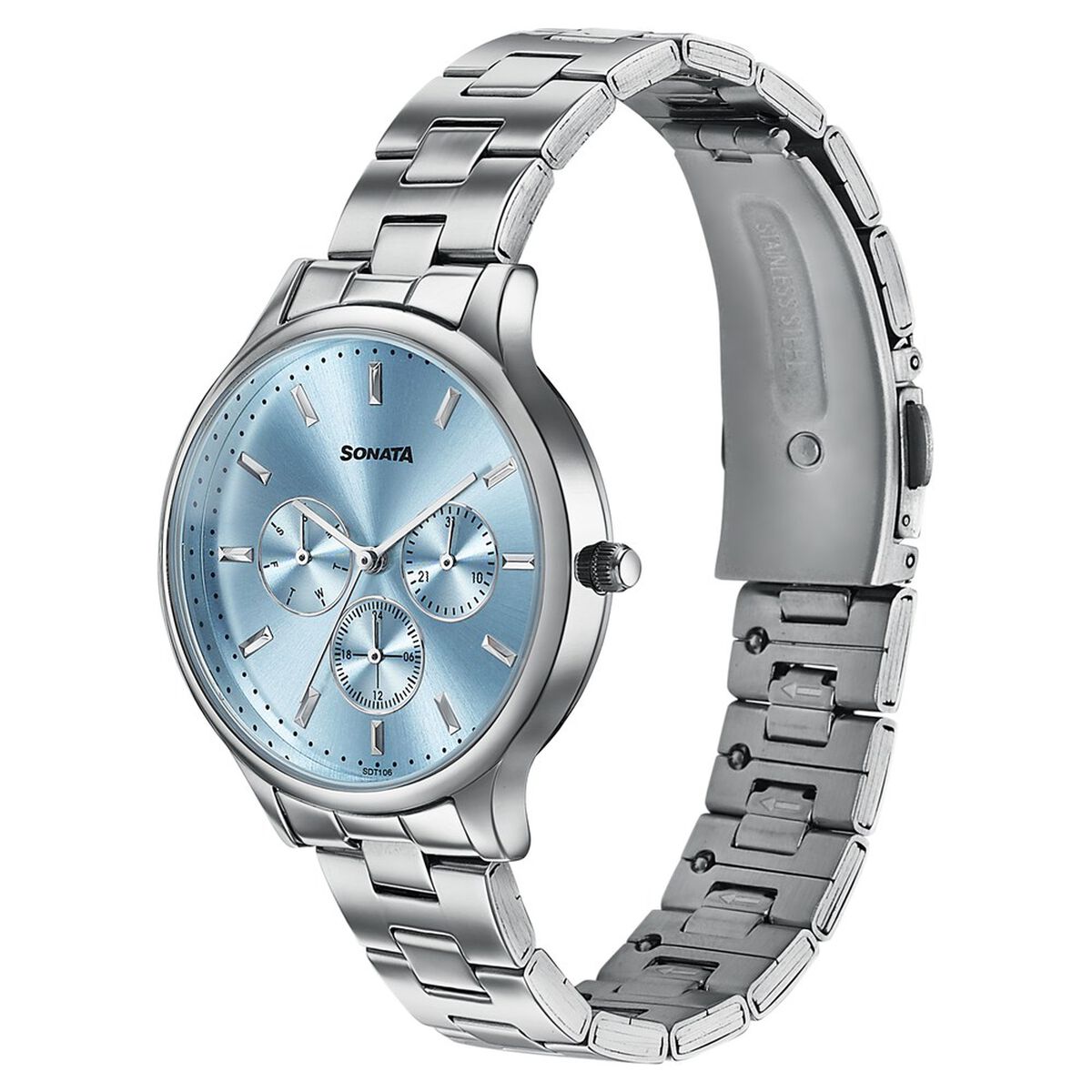Sonata Axis Blue Dial Silver Metal Strap Women's Watch 87119SM01 - view 3