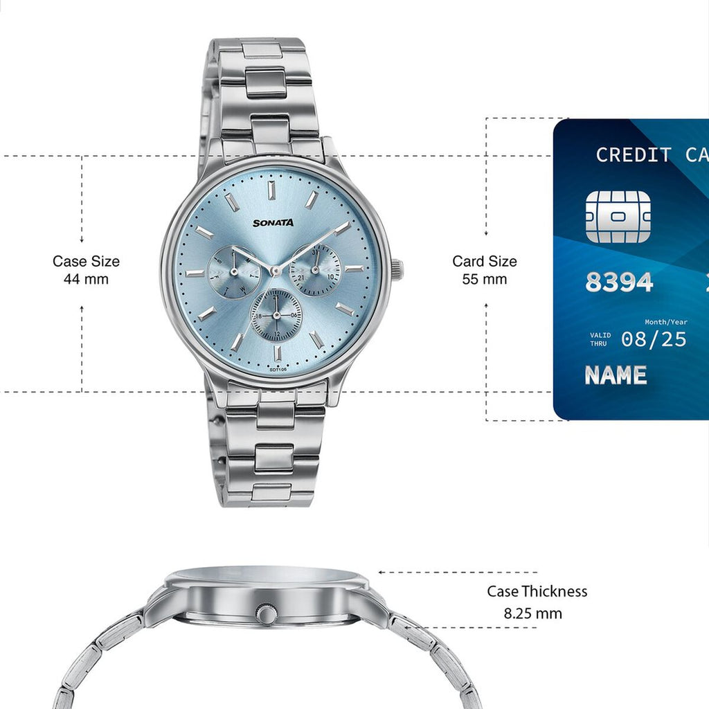 Sonata Axis Blue Dial Silver Metal Strap Women's Watch 87119SM01 - view 4