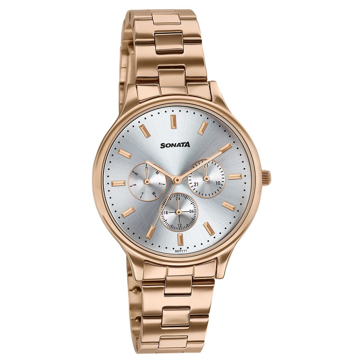 Sonata Axis Silver Dial Rose Gold Metal Strap Women's Watch 87119WM01 - view 2