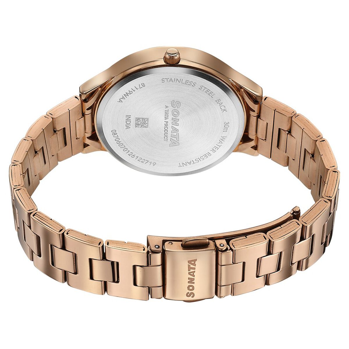 Sonata Axis Silver Dial Rose Gold Metal Strap Women's Watch 87119WM01 - view 6