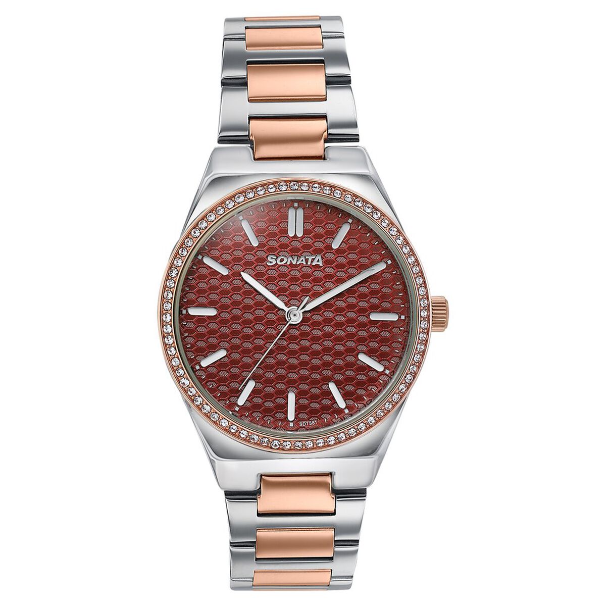 Sonata Jashn Maroon Dial Two-Tone Metal Strap Women's Watch 87120KM02 - view 1