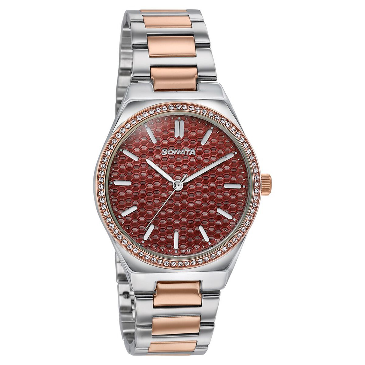 Sonata Jashn Maroon Dial Two-Tone Metal Strap Women's Watch 87120KM02 - view 2