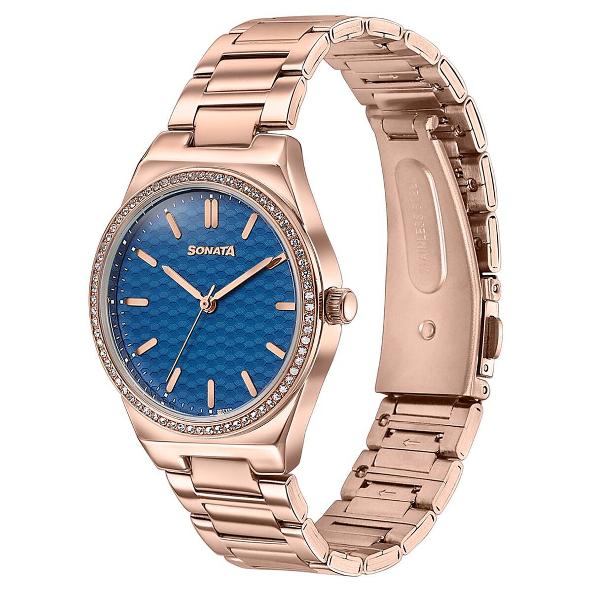 Sonata Jashn Blue Dial Rose Gold Metal Strap Women's Watch 87120WM01 - view 3