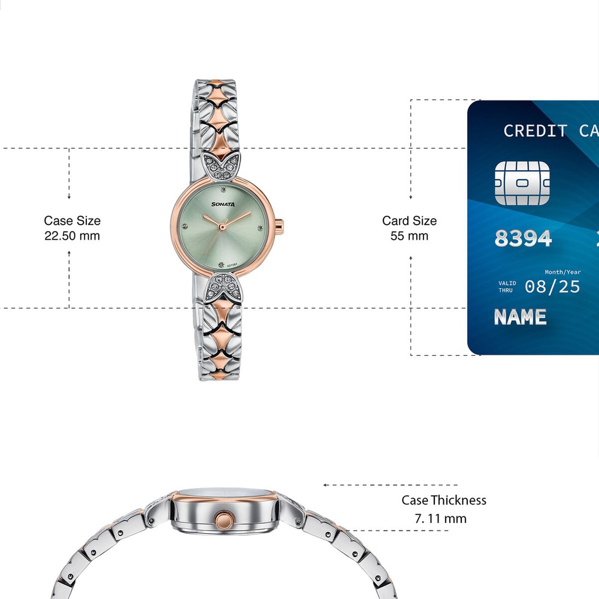 Sonata Everyday Elegance Pastel Green Dial Two-Tone Metal Strap Women's Watch 87124KM01 - view 4