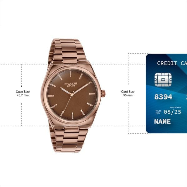 Sonata Poze Brown Dial Brown Metal Strap Men's Watch - view 2