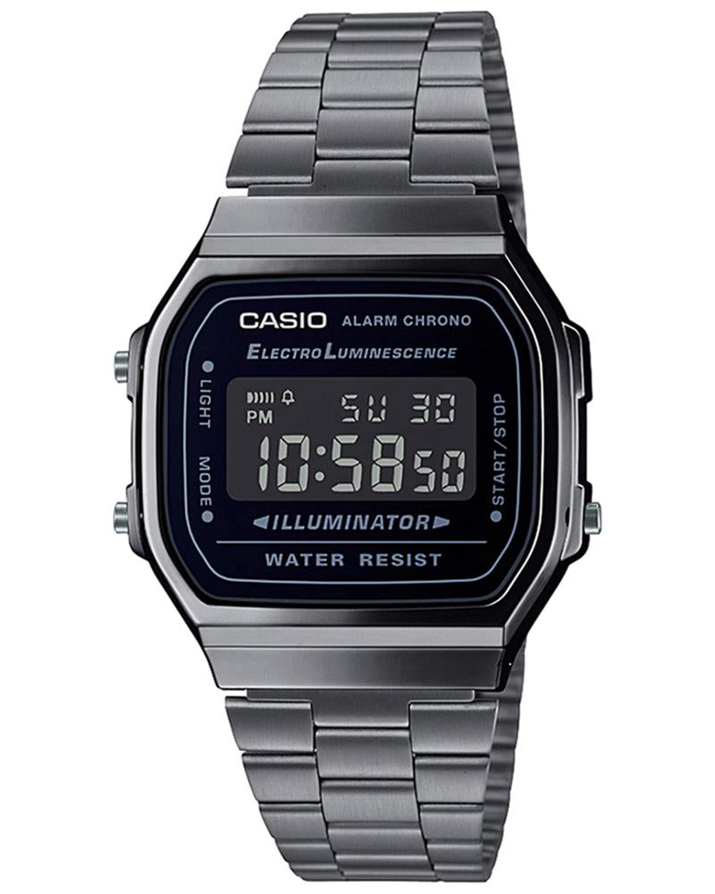 Casio Vintage Digital Black Stainless Steel Strap Unisex Watch A168WGG-1B - view 1