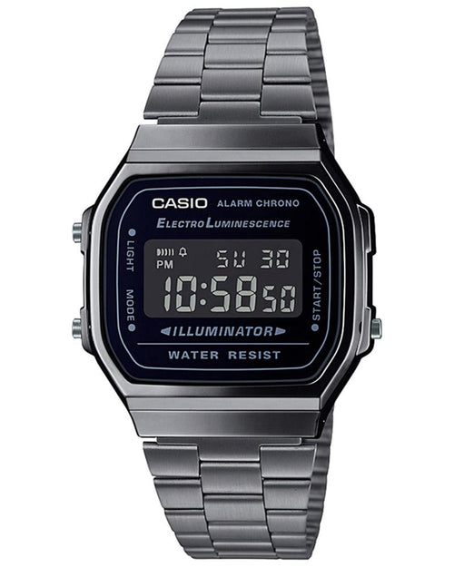 Casio Vintage Digital Black Stainless Steel Strap Unisex Watch A168WGG-1B - view 1