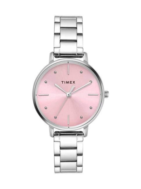 Timex Pink Dial Silver Stainless Steel Strap Women's Watch TWEL15824 - view 1