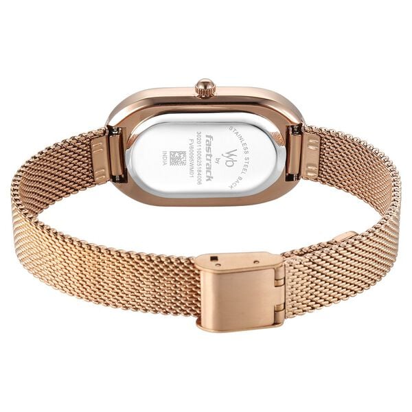Fastrack Vyb Mirage Silver Dial Rose Gold Stainless Steel Strap Women's Watch FV60095WM01 - view 6