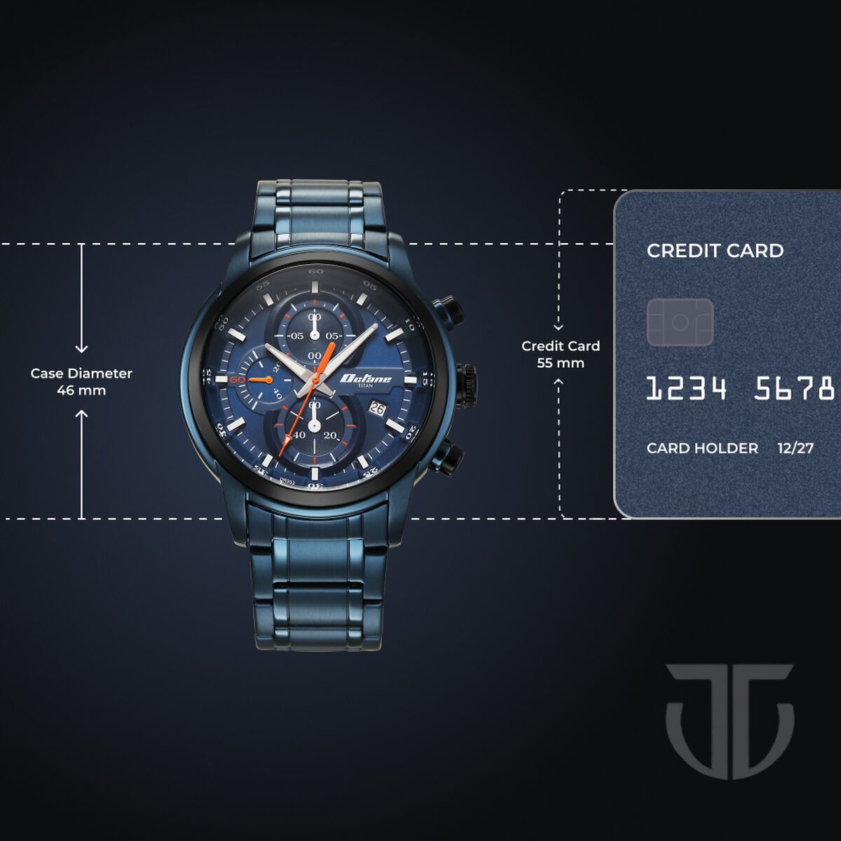 Titan Octane Primal Blue Dial Blue Stainless Steel Strap Men's Watch 90086KM08 - view 4