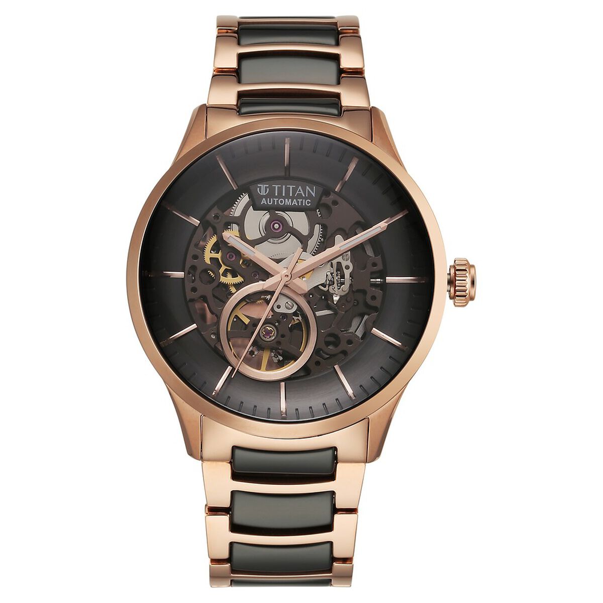 Titan Ceramic Fusion Black Dial Two Tone Steel & Ceramic Strap Men's Watch 90174KD03 - view 2
