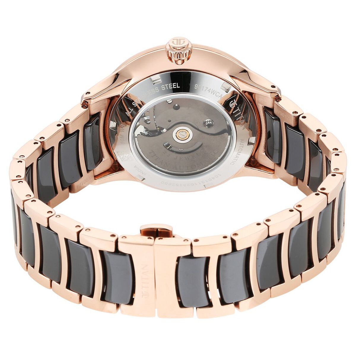 Titan Ceramic Fusion Black Dial Two Tone Steel & Ceramic Strap Men's Watch 90174KD03 - view 7
