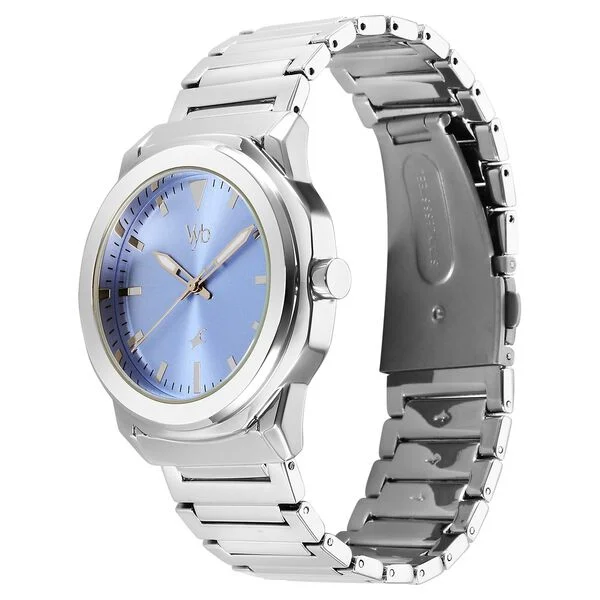 Fastrack Vyb Quest Blue Sunburst Dial Silver Metal Strap Men's Watch - view 3