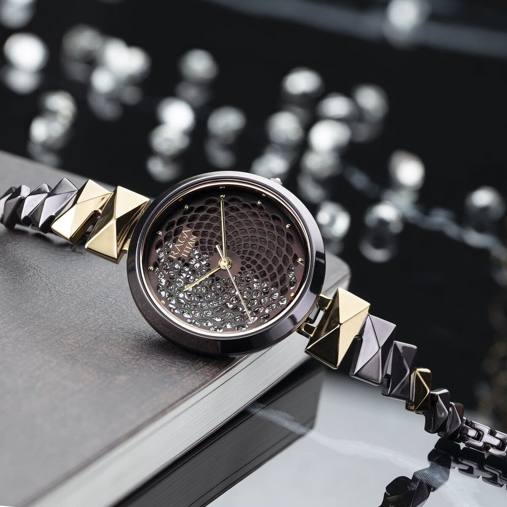 Titan Raga Facets Brown Dial Bicolour Steel Strap Women's Watch 95121KM01 - view 1