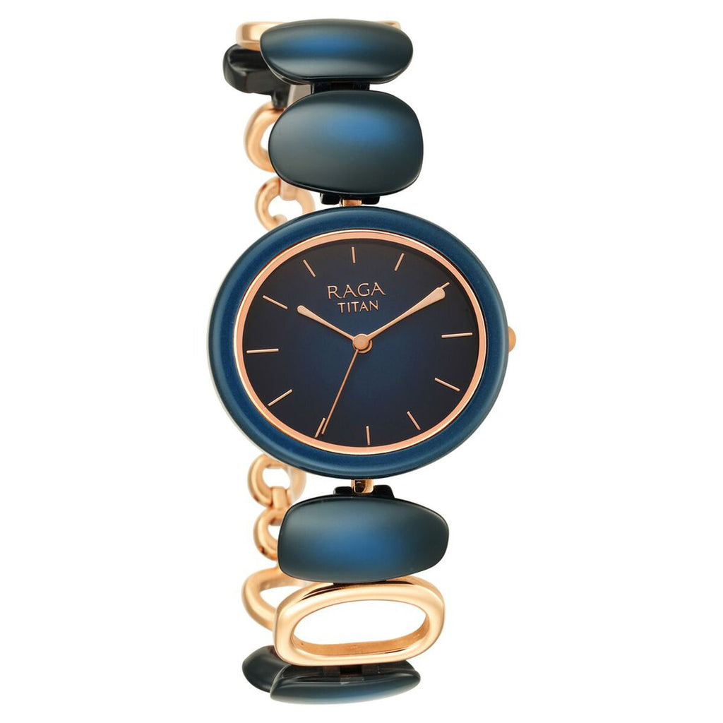 Titan Raga Ceramics Blue Dial Metal Strap Women's Watch 95146KD01 - view 1