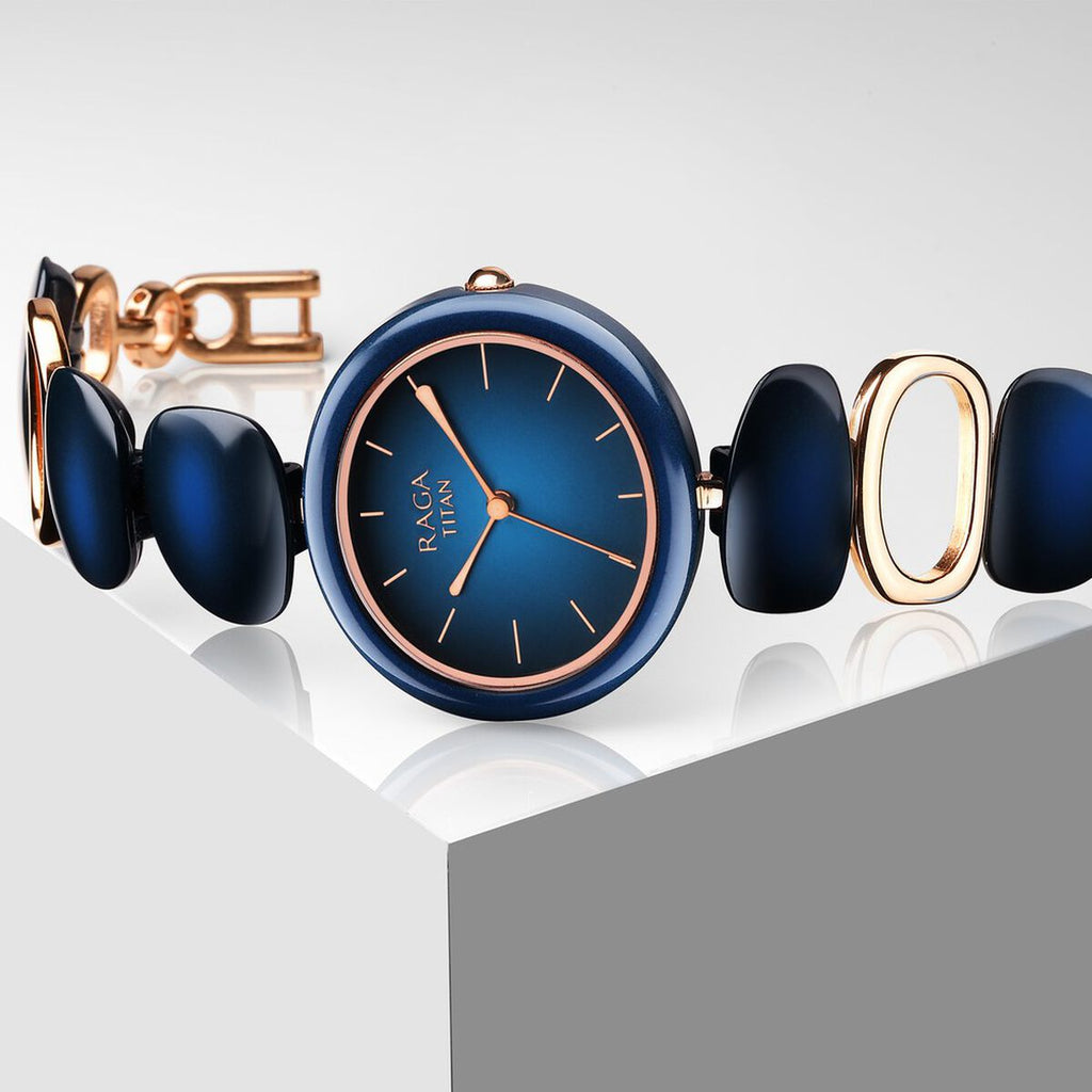 Titan Raga Ceramics Blue Dial Metal Strap Women's Watch 95146KD01 - view 2