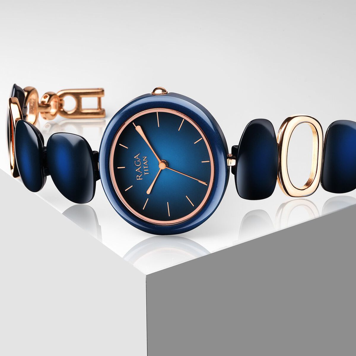 Titan Raga Ceramics Blue Dial Metal Strap Women's Watch 95146KD01 - view 2