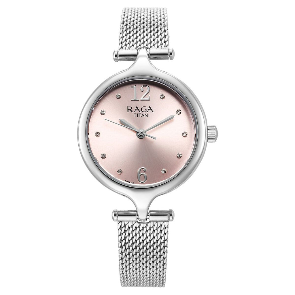 Titan Raga Showstopper Pink Dial Silver Metal Strap Women's Watch 95268SM01 - view 1