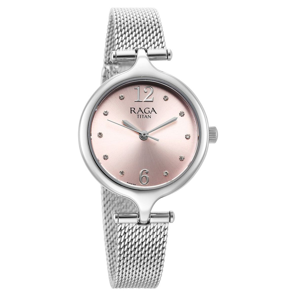 Titan Raga Showstopper Pink Dial Silver Metal Strap Women's Watch 95268SM01 - view 2