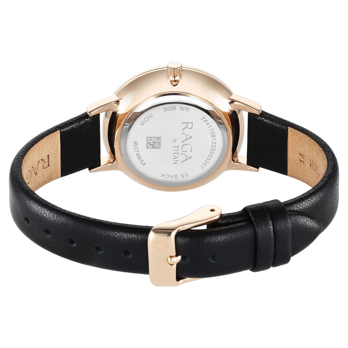 Titan Raga Showstopper Mother Of Pearl Dial Black Leather Strap Women's Watch 95274WL01 - view 5