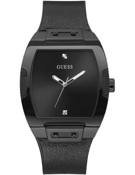 Guess Tonneau Black Dial Black Leather Strap Men's Watch GW0386G1 - view 1