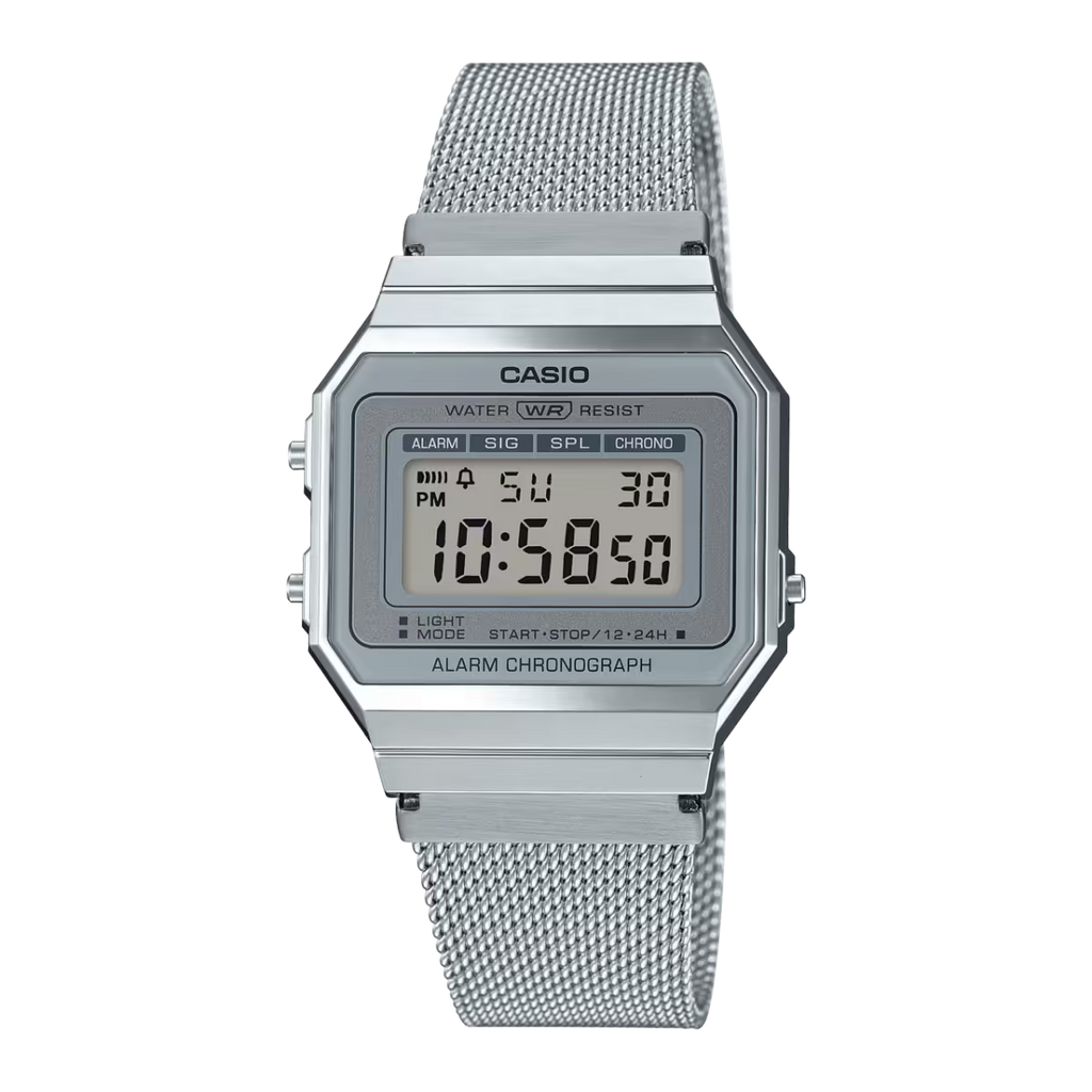 Casio Vintage Digital Stainless Steel Mesh Strap Unisex Watch A700WM-7A - view 1