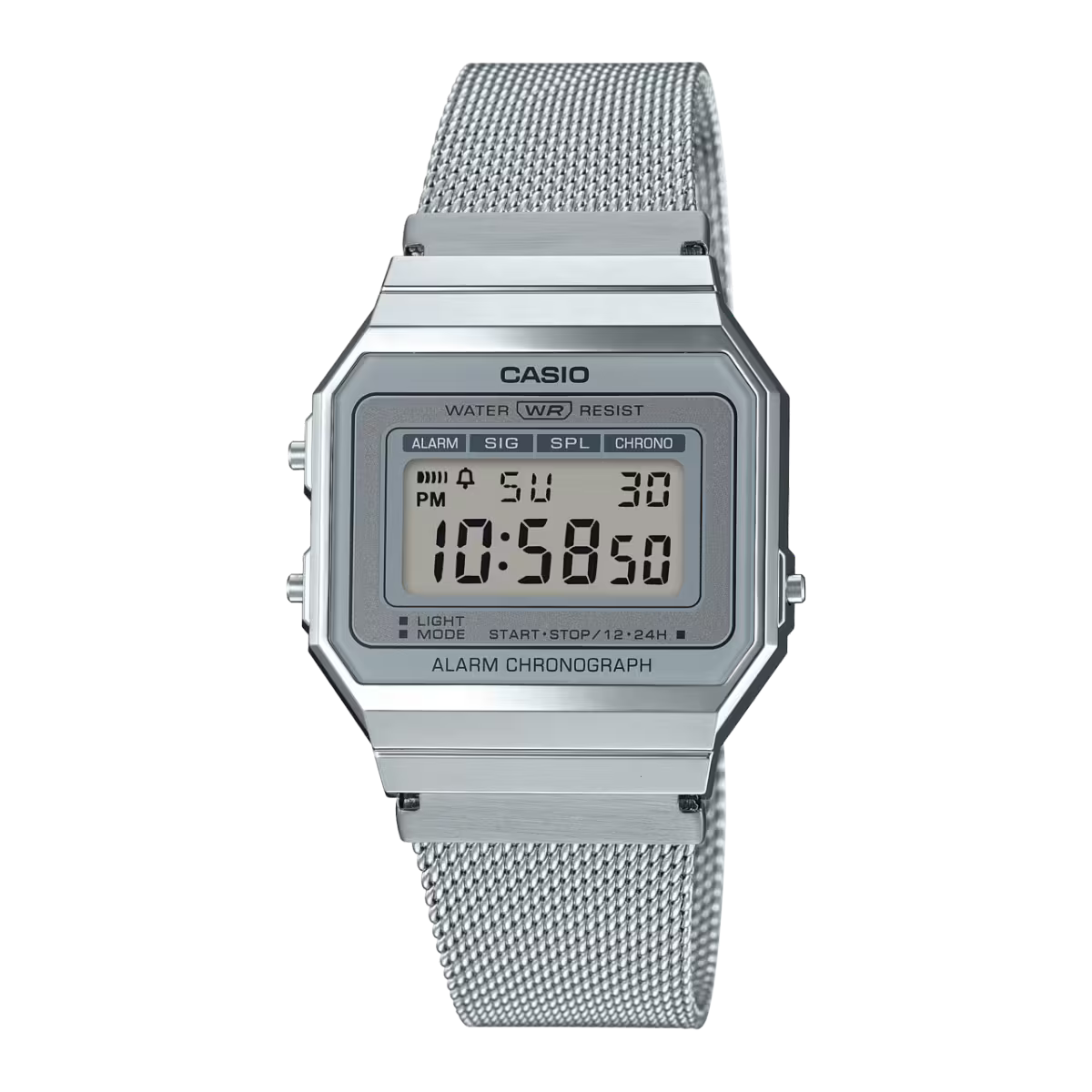 Casio Vintage Digital Stainless Steel Mesh Strap Unisex Watch A700WM-7A - view 1