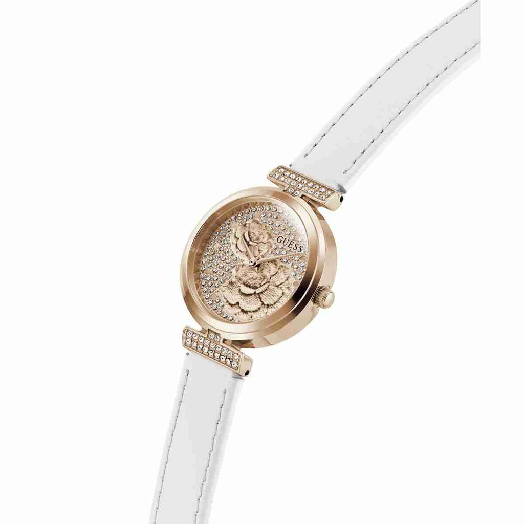 Guess Array Champagne Dial White Leather Strap Women's Watch GW1046L4 - view 7