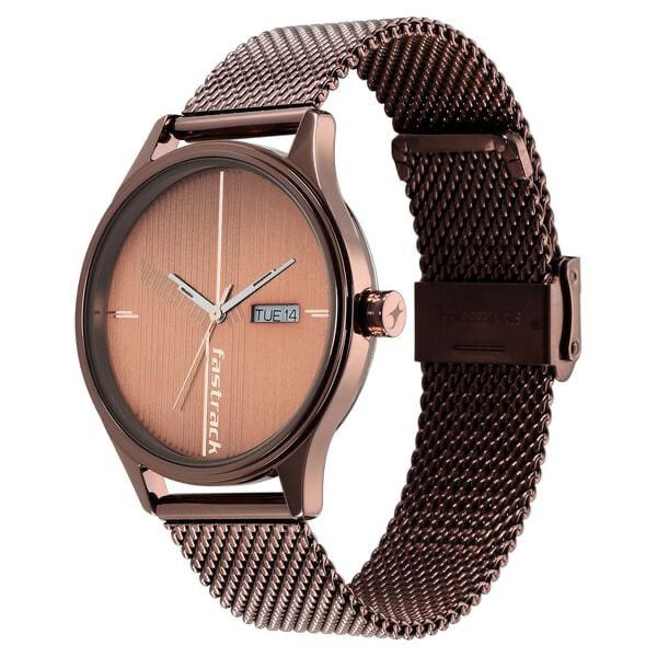 Fastrack Style Up Brown Dial Brown Stainless Steel Strap Men's Watch - view 3