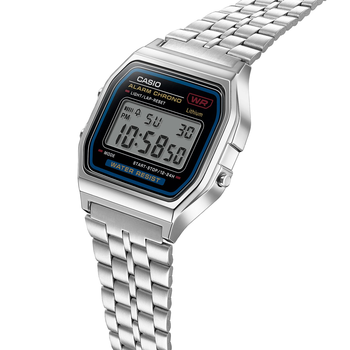 Casio Vintage Digital Silver Stainless Steel Strap Unisex Watch A159WA-N1 – view 3