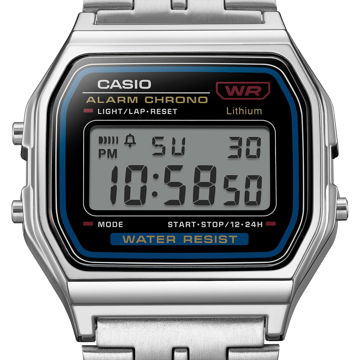 Casio Vintage Digital Silver Stainless Steel Strap Unisex Watch A159WA-N1 – view 5