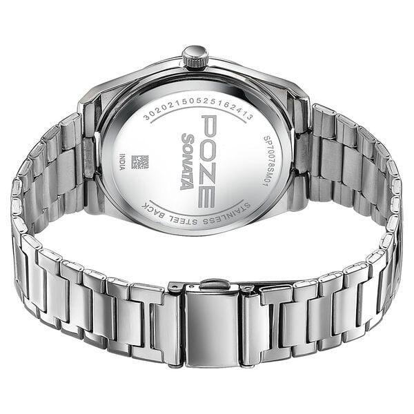 Sonata Poze Blue Dial Silver Metal Strap Men's Analog Watch SP70078SM01 - view 5