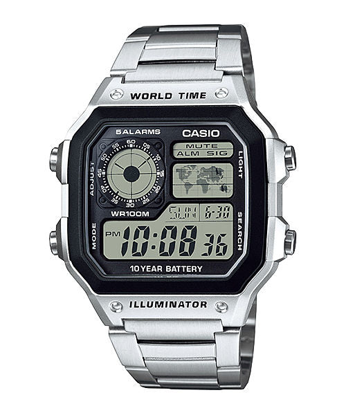 Casio Youth Black Digital Dial Silver Stainless Steel Strap Men's Watch AE-1200WHD-1AV - view 2