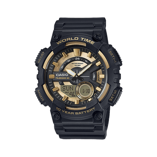 Casio Youth Gold Dial Black Resin Strap Men's Watch AEQ-110BW-9AV - view 1