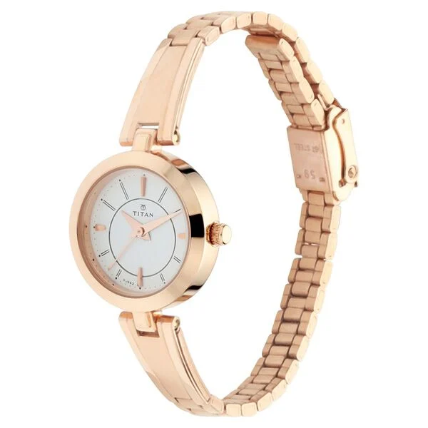 Titan Silver Dial Rose Gold Metal Strap Women's Analog Watch 2598WM01 - view 2