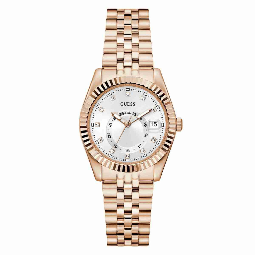 Guess White Dial Rose Gold-Tone Stainless Steel Strap Women's Watch GW0936L4 - view 1