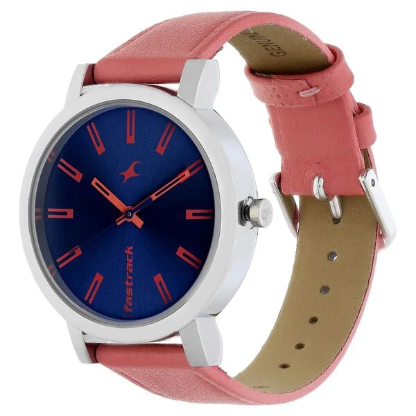 Fastrack Blue Dial Pink Leather Strap Women's Analog Watch - view 3
