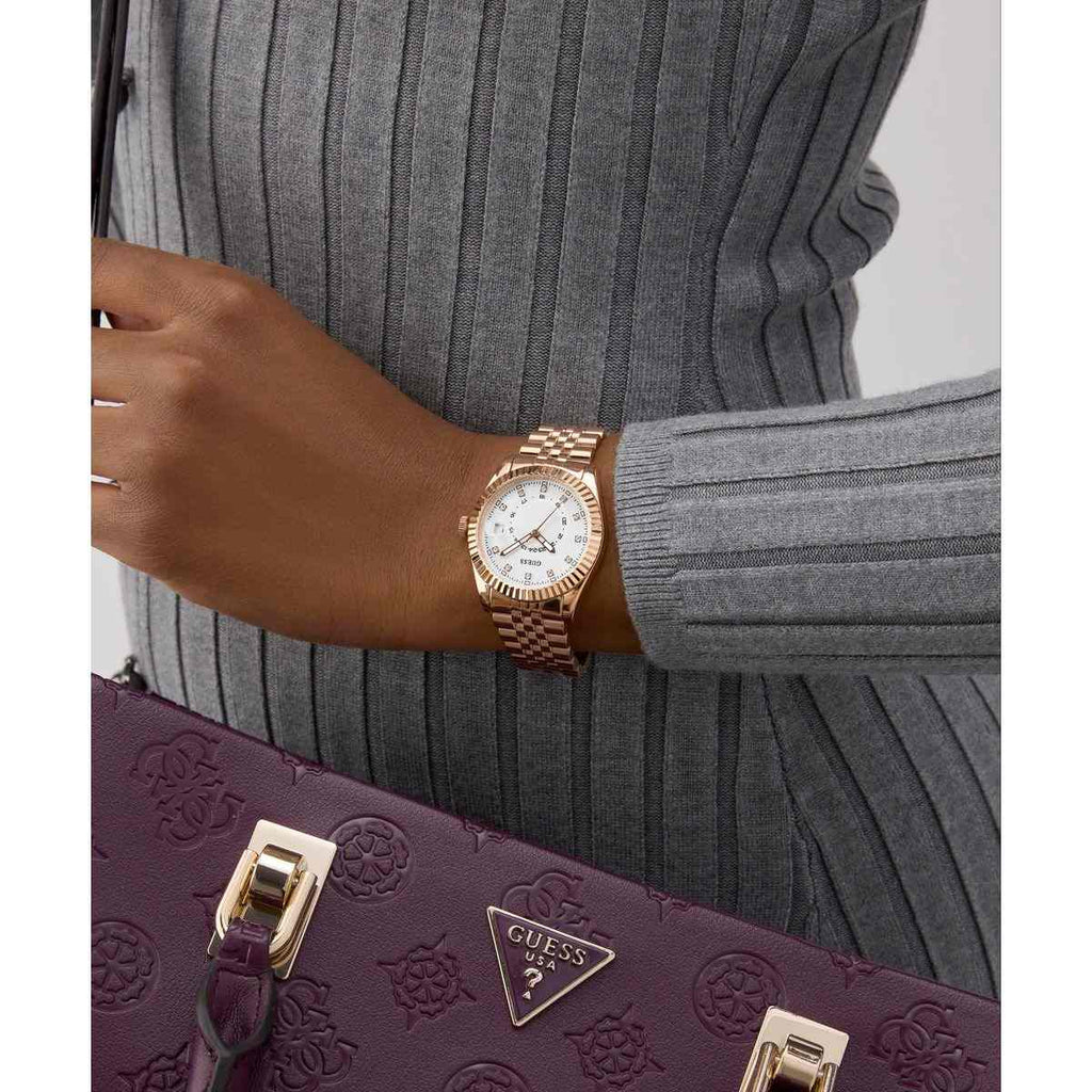 Guess White Dial Rose Gold-Tone Stainless Steel Strap Women's Watch GW0936L4 - view 6