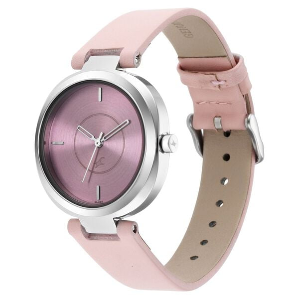 Fastrack Stunners Pink Dial Pink Leather Strap Women's Watch - view 3